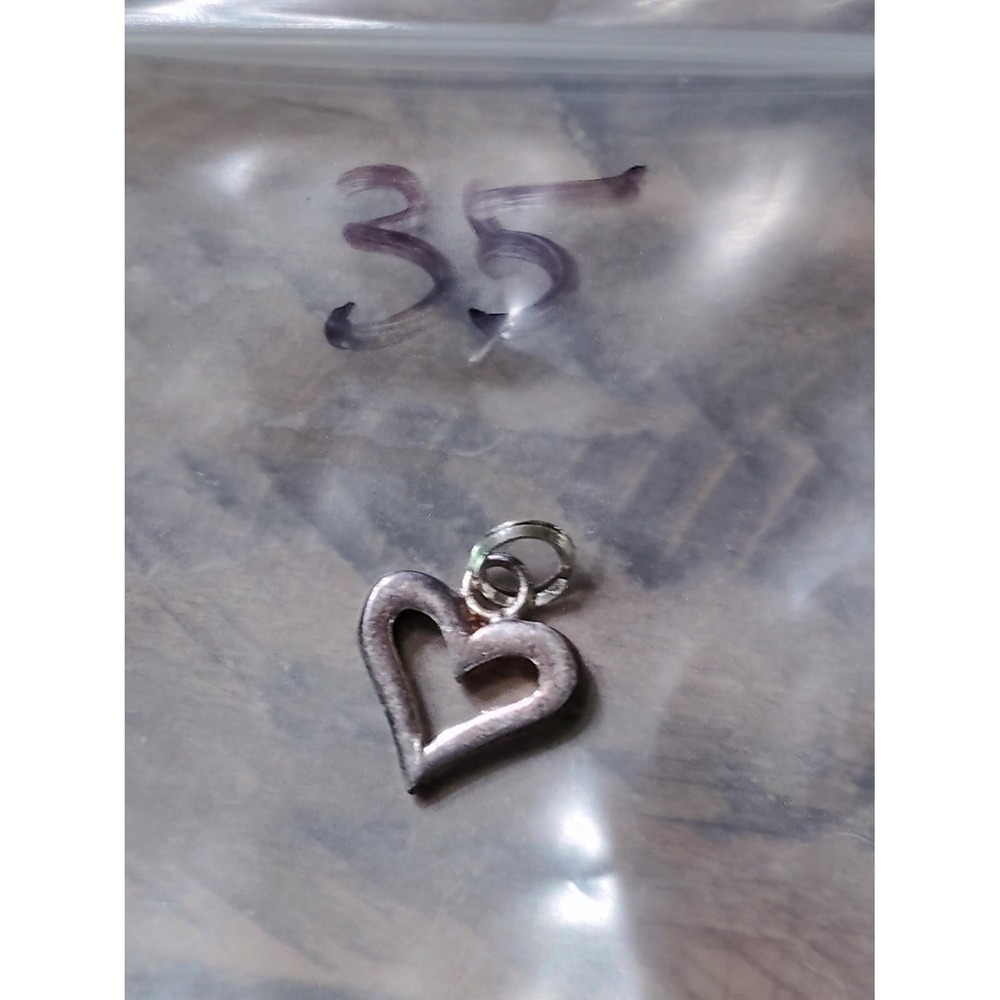 Vintage Silver Tone Open Heart Charm Pendant Cutout Dainty Jewelry Love Theme